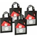 Spetebo - Filz Geschenk Tasche anthrazit mit Grußkarte - 4er Set - Stofftasche Flaschentüte Wichtelgeschenk