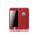 Hülle Handy Schutz für Apple iPhone 7 Full Case Cover Displayschutz Bumper Rot