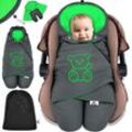 KIDIZ® Baby Einschlagdecke Winter mit Kapuze +Tasche Babyeinschlagdecke Universal für Babyschale, Autositz, z.B. für Maxi-Cosi, Römer für Buggy Babybett Kinderwagen & alle Gurtsysteme 3 & 5-Punkt Gurt