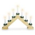 Spetebo - Holz Schwibbogen 39 cm mit 7 led Kerzen und Timer - natur - Weihnachtsdeko mit Beleuchtung - Adventsleuchter Lichterbogen Kerzenbrücke