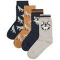 ewers - Socken WOLF 4er-Pack in grau/marine, Gr.23-26