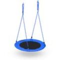 Nestschaukel, runde Hängeschaukel ø 90cm, Kinder & Erwachsene, verstellbar, bis 100 kg, outdoor & indoor, blau - Relaxdays