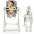 Babyhochstuhl mit 4 Rädern klappbar, Babystuhl mit abnehmbarem Tablett & PU-Kissen, verstellbarer Essstuhl, 6 Höhen, 5 Liegepositionen für 6-36