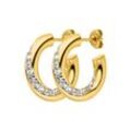 PAUL VALENTINE Ohrringe "Crystal Hoops" Messing (Farbe: gold)