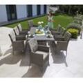 Garten-Essgruppe KONIFERA "Mailand" Sitzmöbel-Sets grau (grau, braun) Outdoor Möbel 8 Sessel, Tisch 200x100 cm, Polyrattan