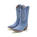 LASCANA Cowboy Boots denimblau Gr. 36 für Damen. Mit Ziernähte