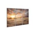 islandburner Leinwandbild Bild auf Leinwand Sonnenuntergang Über Wolken Natur Hintergrund Wandbild Poster Kunstdruck Bilder 130x80cm 3-teilig