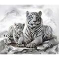 PRACHT® Creatives Diamond Painting Tigermama mit Jungtier weiß