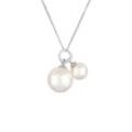 Nenalina Halskette Synthetische Perle Rund Klassik 925 Silber (Farbe: Weiß, Größe: 45 cm)