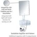 Wenko - LED-Standspiegel mit Organizer Trenno, Leuchtspiegel, Weiß, Kunststoff weiß, Glas - weiß