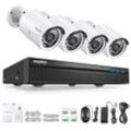 Sannce - Sistema de seguridad de video en red PoE 1080P fhd, vigilancia nvr 8CH 5MP con compresión de video H.264 + cámaras resistentes a la