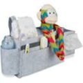 Betttasche Hochbett, 8 Fächer, Baby- & Pflegebett, Filz Bett Organizer zum Anhängen hbt 23x43x11 cm, hellgrau - Relaxdays