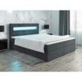 Boxspringbett alysanne 180x200 Bettkasten Topper led JA96 Grau - Furnix