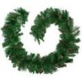 Weihnachtsgirlande naturgetreu mit Tannenzapfen 2,7m - rot/grün