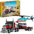 LEGO® Konstruktionsspielsteine Tieflader mit Hubschrauber (31146), LEGO Creator 3in1, (270 St), Made in Europe, bunt