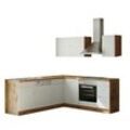 Winkel-Küche Porto 210 x 210 cm weiß/wotan – Energieeffizienzklasse E