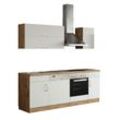 Küchenzeile Porto 210 cm weiß/wotan – Energieeffizienzklasse E