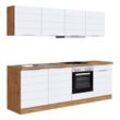 Küchenzeile Faro 240 cm weiß/wotan – Energieeffizienzklasse E