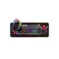 Hyrican Striker Gaming Set Tastatur, Maus, Headset + Mauspad, kabelgebunden Eingabegeräte-Set, ST-MK91, ST-GM005, ST-GH707, ST-MP25B, RGB-Beleuchtung, USB, schwarz, schwarz