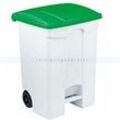 Treteimer Orgavente CONTITOP MOBILE weiß-grün 70 L aus Polyethylen, mit großen Rädern u. HACCP-Empfehlungen