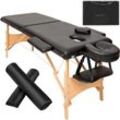2 Zonen Massageliege-Set Freddi mit 5cm Polsterung, Rollen und Holzgestell - schwarz