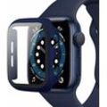 MSM Smartwatch-Hülle Hülle für Apple Watch Series 4 5 6 SE Schutzhülle Case 40mm 44mm Display Schutzglas 9H