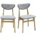 Skandinavische Stühle aus graumeliertem Stoff mit Samteffekt und hellem Holz aus massiver Eiche (2er-Set) MAYA