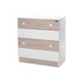 Lorelli Kommode Dresser 81 x 50 x 86 cm, 4 große Schubladen, schnelle Montage hellbraun weiß