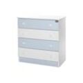 Lorelli Kommode Dresser 81 x 50 x 86 cm, 4 große Schubladen, schnelle Montage weiß blau