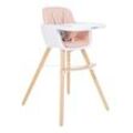 Kikkaboo, Kinderhochstuhl 2 in 1 Woody, Kinderstuhl, Tisch verstellbar, Gurt pink