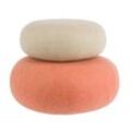 myfelt - Lutz + Lea Pouf, grünbeige / lachsfarben (2er-Set)