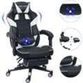 Puluomis - Gaming Stuhl Massage Computer Stuhl pu Leder Executive verstellbare Stühle mit Fußstütze und Lendenwirbelstützee Schwarz&Weiß