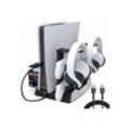 Sross PS5 Ständer mit Lüfter und PS5 Controller Ladestation für PS5 Konsole Konsolen-Ladestation (PS5 Vertikaler Standfuß mit Kühlung lüfter