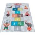 Kinderteppich PLAY 2909, Ayyildiz Teppiche, rechteckig, Höhe: 6 mm, robuster Kurzflor,Zirkus, Zahlen Spiele Hüpf Teppich,Kinderzimmer, grau