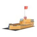 Juskys Sandkasten Käpt’n Pit mit Bodenplane & Dach - Holz Piratenschiff Boot - Sandkiste Sandbox