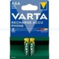 Akku Batterien VARTA Recharge Accu Phone AAA R3 800 mAh 2 Stück/Blister, optimierte Kapazität, 1,2 V