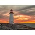 PAPERMOON Fototapete "Lighthouse Peggy Cove Sunset" Tapeten Gr. B/L: 4 m x 2,6 m, Bahnen: 8 St., bunt (mehrfarbig) Fototapeten