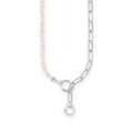 Collier mit Gliederkettenelementen und rosa Beads Silber