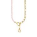 Collier mit Gliederkettenelementen und rosa Beads vergoldet