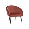 Design-Sessel aus rostfarbenem Samtstoff und schwarzen Metallfüßen OLIVIA