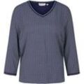 TOM TAILOR Damen Langarmshirt mit Allover-Print, blau, Muster, Gr. XL