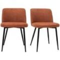 Stühle Stoff mit strukturiertem Samteffekt in Rostbraun und schwarze Metallfüße (2er-Set) MONTI