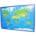 Illustrierte Weltkarte, auf Kork-Pinnwand, Karte (im Sinne von Landkarte)