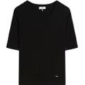 CINQUE Shirt, U-Ausschnitt, Rippstruktur, für Damen, schwarz, M