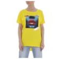 Ital-Design T-Shirt Damen Freizeit Print Stretch T-Shirt in Gelb