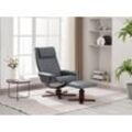 Happy Home verstellbare Relaxsessel mit Hocker grau & Holzbeine