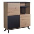 WOHNLING Highboard 110x129x40 cm MDF Sideboard Eiche Dekor Kommode Anrichte