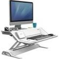 Sitz-Steh Workstation Fellowes Lotus™ DX, Monitorplattform & Tastaturablage, Ladestation & 2 x USB, höhenverstellbar, Microban®-Beschichtung, weiß