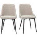 Stühle aus naturfarbenem Stoff mit Samteffekt und schwarzem Metall (2er-Set) CULT