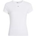 TOMMY Jeans T-Shirt, tailliert, Logo-Stickerei, für Damen, weiß, L